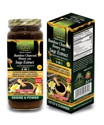 6# Organic Bamboo Charcoal Honey with Sage Extract | ESSENTIAL PALACE 16oz