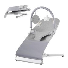Baby Bouncer Chair with 2 Reclining Angles Rotatable Toy Bar Carrying Bag New 
