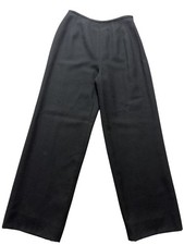 Tahari Dress Pants Womens 4 Black Wool Crepe Lined Pleated Straight Leg USA