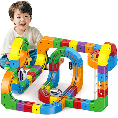 DIY Magic Tracks Train Set STEM Building Blocks Educational Toy Kids Race Track