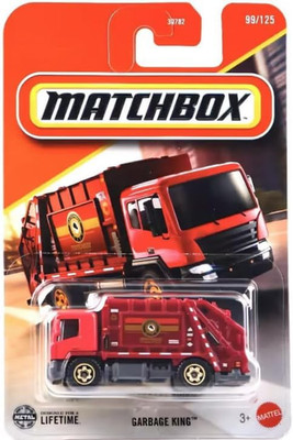 Matchbox Garbage King Dump Truck [Red] 99/125, 1:64 Scale Diecast Toy Vehicle