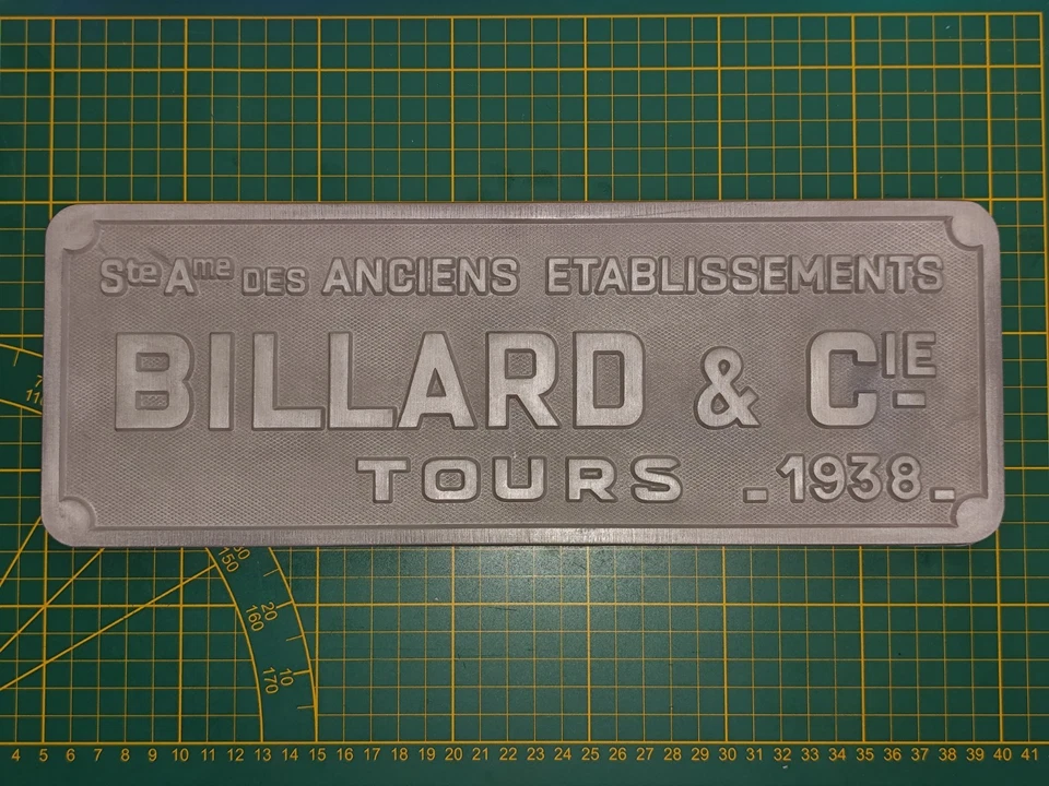 Plaque constructeur Billard - Autorail locotracteur train (reproduction résine) - Photo 1/1