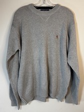 Tommy Hilfiger Vintage Gray Crest Logo Knit Sweater Men's XL Pullover LS