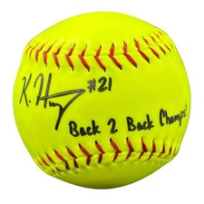 KAYDEN HENRY SIGNED SOFTBALL JSA TEXAS LONGHORNS BACK 2 BACK CHAMPS