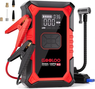 GOOLOO A3 Auto Starthilfe Powerbank mit Kompressor   3000A