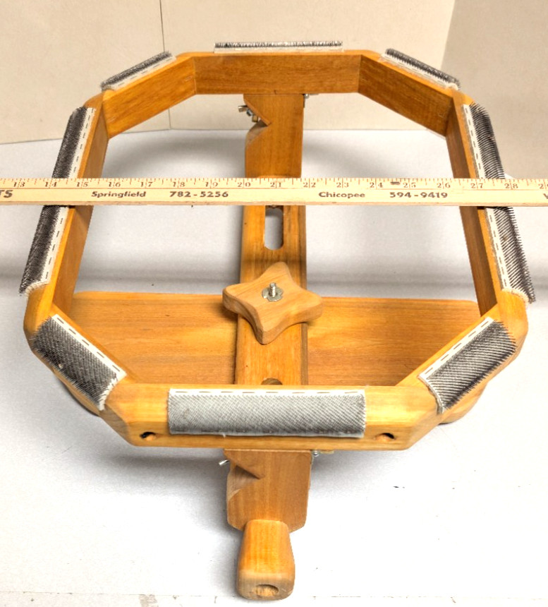 Octagon Rug Hooking Rotating & Tilting Wooden Lap Frame Tool