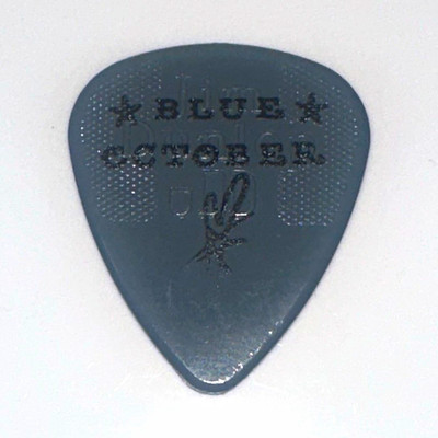 Blue October Gray Guitar Pick - Cross Heart Wings Graphic Design