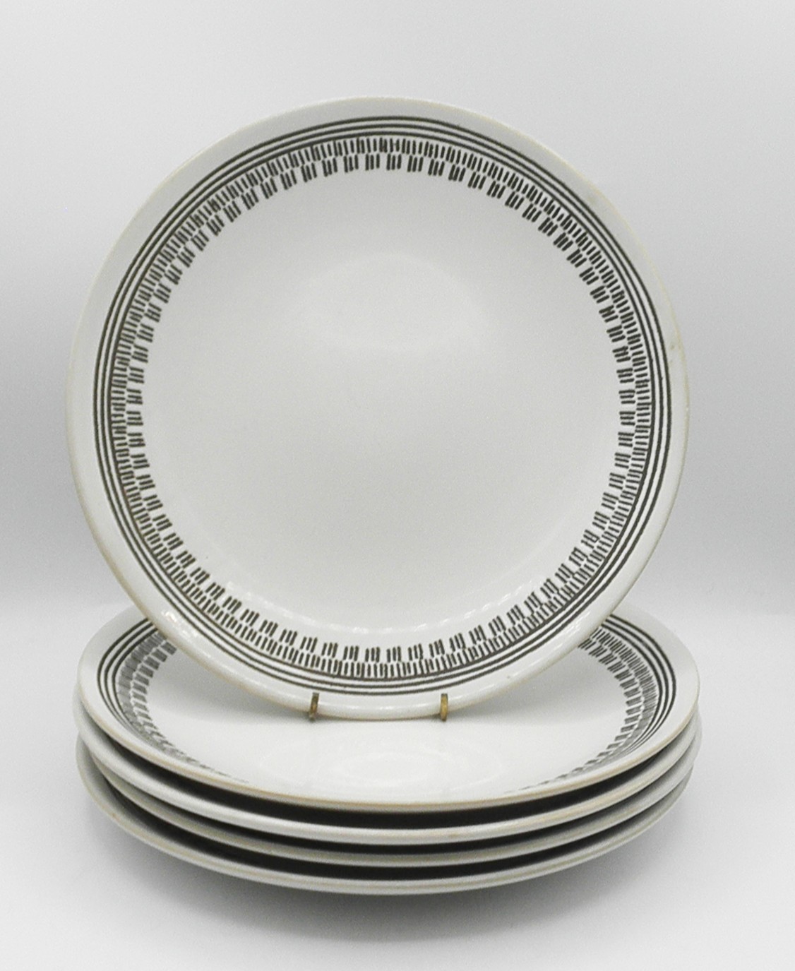 Over And Back Dinner Plate White Black Geometric Mandala Sty