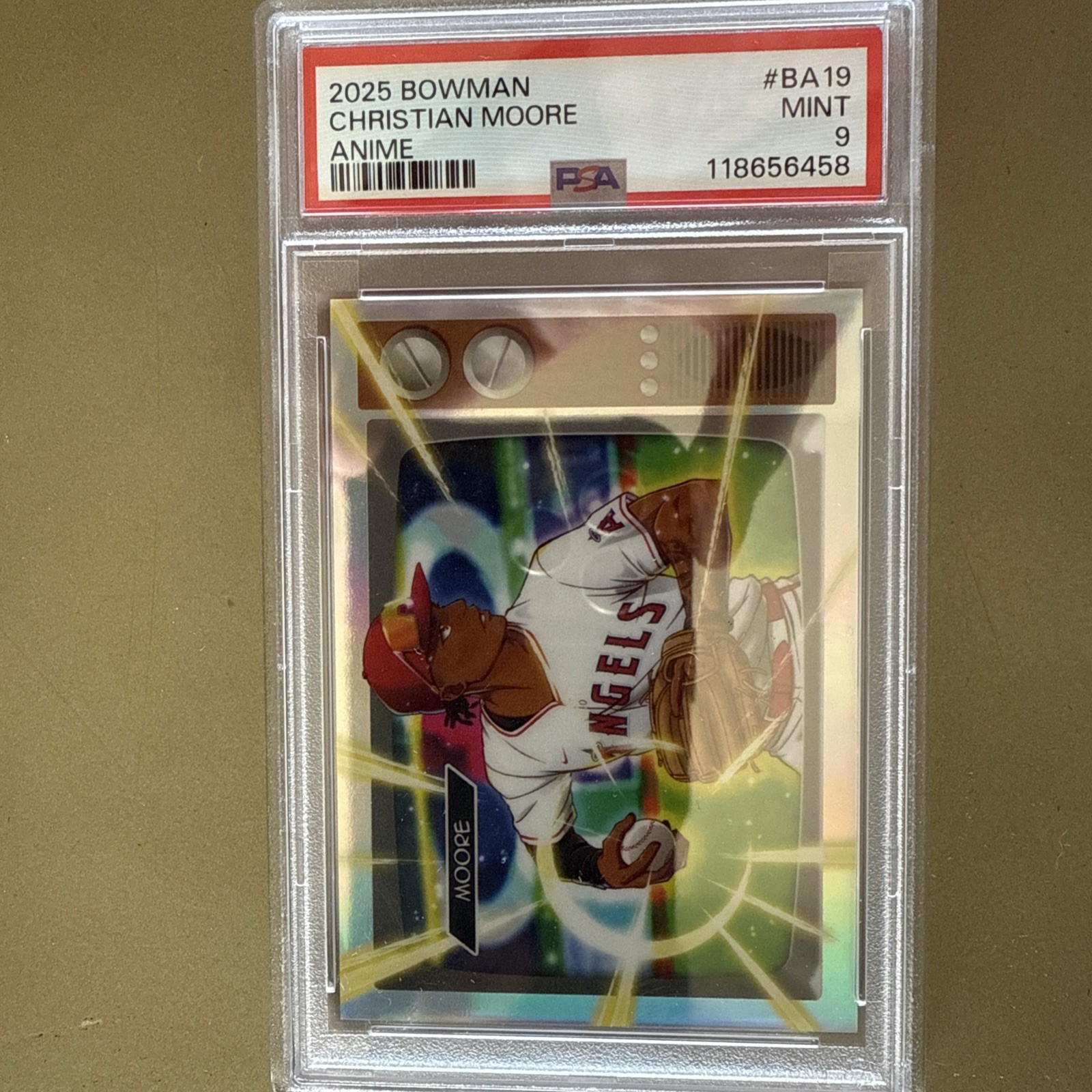 2025 Bowman - Anime Christian Moore #BA-19 (RC). PSA 9 Angels