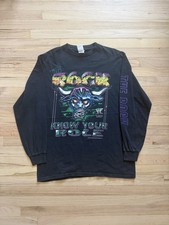 Vintage 90s The Rock WWF Know Your Role Bull Long Sleeve T Shirt Black Size L