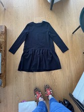 Zara Black long sleeve cotton dress with ruffle bottom - with original Tag