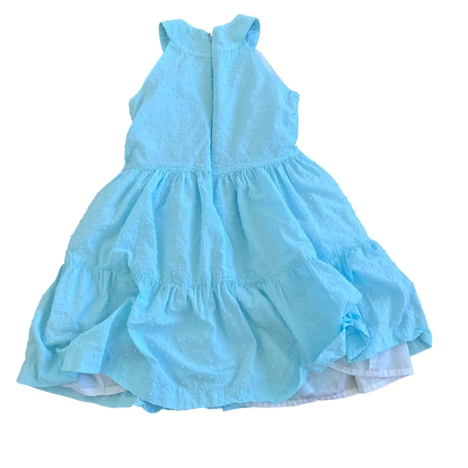 Lindo Vestido Maria Casero Niñas Azul Punto Suizo en Niveles Sin Mangas Talla 10 Foto 2 de 4