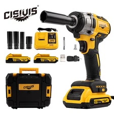 20V Cordless Impact Wrench 1/2" 520Nm High Torque Brushless Drill w/ 2 Batteries