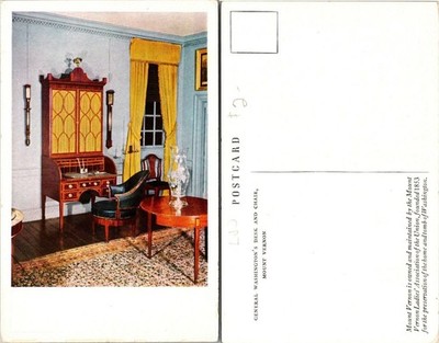 Virginia(VA) Mount Vernon General Washington's Desk and Chair Vintage Postcard