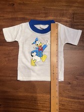 Vintage Disney Toddler Tee Donald Duck Puffed Graphic Ringer T-shirt Size 1