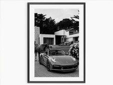 Porsche Horse Poster Old Money Wall Art Black White Luxury Room Decor Porsche Horse Poster Old Money Wall Art Black White Luxury Room Decor