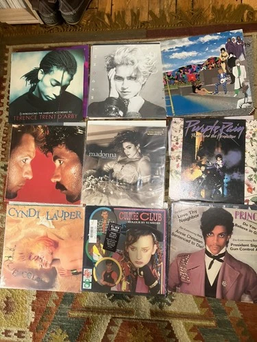 vinyl records lot 80s new wave pop Prince Madonna Boy George Fixx Cyndi Lauper