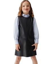 MNG  Sleeveless Black Faux Leather Shift Dress Girls Size 13/14