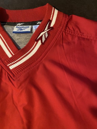 Reebok Sport Pullover Sweatshirt Windbreaker Gr. S rot Vintage gefüttert. Schwer - Bild 5 von 8