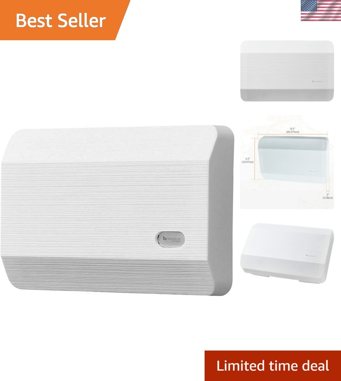 Stylish Door Chime in White - Features Two Classic Sounds for Visitors
