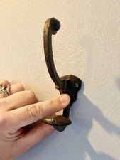 Rustic Double Wall Hook Cast Iron Hat Towel Coat Key Hanger Antique Style