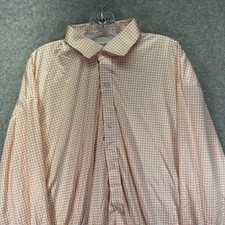 Collars  Co Dress Collar Polo Shirt Mens 2XL Orange Check Performance Stretch