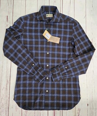 New Luigi Borrelli Slim-Fit Soft Brushed Flannel Twill Cotton Shirt 