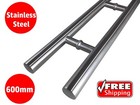 ENTRANCE DOOR HANDLE PULL SET STAINLESS STEEL 600mm LONG SATIN FINISH