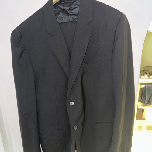 PRADA Men's Black Suit Size 56R Made Italy 100% Virgin Wool & Fodera 100% Cupro - Picture 2 of 9