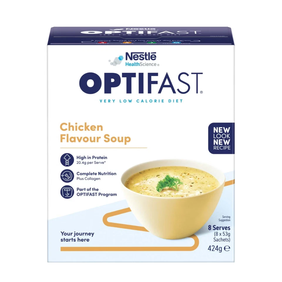 2 x Optifast VLCD Low Calorie Diet Weight Loss Chicken Flavour Soup Sachet 8x53g - Image 2 of 4
