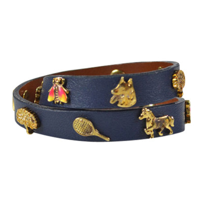 アクセサリー Tory Burch Double Wrap Bracelet Blue USA Tory Burch blue leather double wrap Bracelet | eBay
