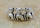 Detailed .925 Sterling Silver Cat Ring size 6 Cats style# r3101