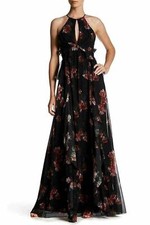 ERIN erin fetherston Floral Olivia Gown Sz 6 Black Multi
