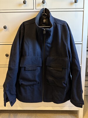 G-STAR Raw Wool Blend Coat Navy Blue XL