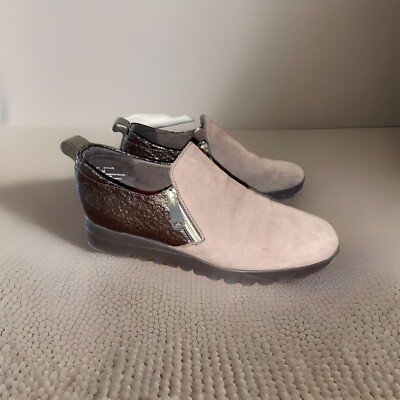 Munro Kit Comfort Loafers Womens 9.5 Brown Suede Patent Leather Zippers Look New
