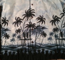 RJC HAIKILI Logo Embroidered Beach Clouds Hawaiian Shirt Mens MD Aloha USA Made