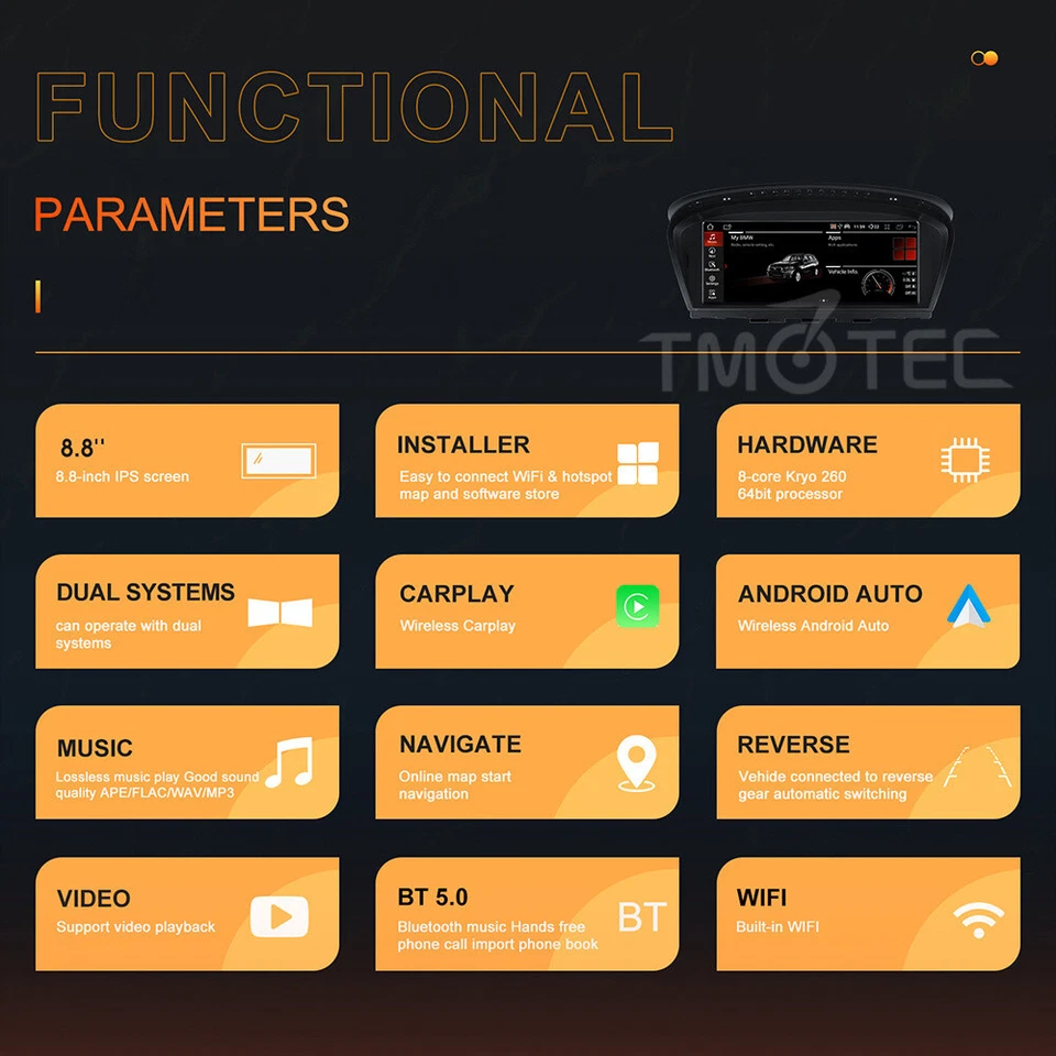 Android Auto Radio für BMW 3er E90 E91 E92 E93 CIC CarPlay SatNav Hauptgerät - Bild 2 von 4
