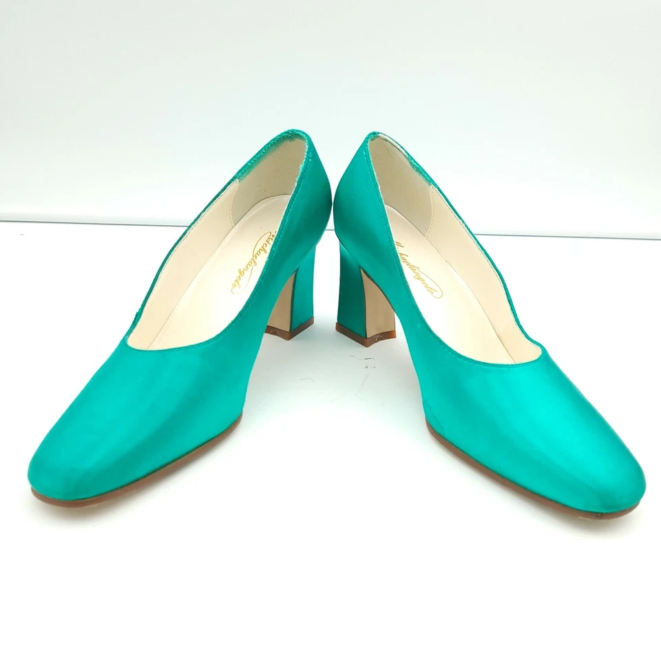 Zapatos de tacón Michaelangelo para mujer talla 6 M verde sin cordones boda nupcial Foto 4 de 4