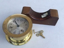 Vintage SETH THOMAS SHIP BOAT Clock GERMAN maritime nautical CORSAIR Key & Stand
