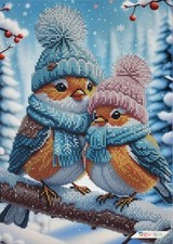 Winter Birds Bead Embroidery Kit DIY Beaded Stitching Needlepoint a4-k-1530