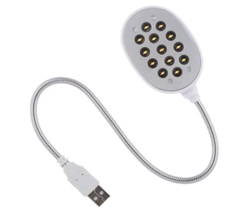 LAMPADA USB a 13 LED flessibile per PC e NOTEBOOK luce bianca consolle hifi mac