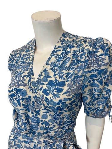 Polo Ralph Lauren floreale abito avvolgente in crepe bianco/blu taglia 4 - Foto 2 di 9