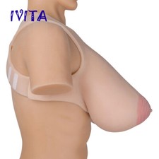 IVITA 13XL Big Nipple Full Silicone Breast Forms Drag Queen K Cup Boobs Enhancer