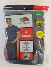 Fruit Of The Loom Men's Crew Neck T-shirt, 4 Pack, Size Small - New / Sealed