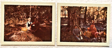 Vintage Polaroid Land Photo Lot Of 2 Halloween Photos Woods Jack O Lantern 1972