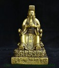 8" Chinese Pure Brass Dragon Chair Emperor “玉皇大帝” Statue Sculpture