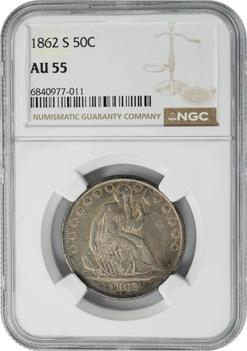 1862-S Seated Liberty Half 50c AU55 NGC 949957-13