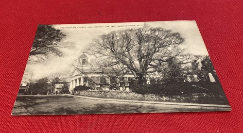 c1940 Postcard Presbyterian church & Historic Oak Tree, Basking Ridge ...