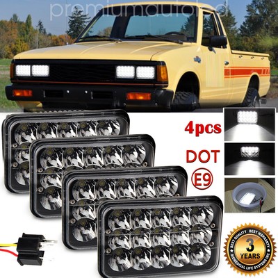 4pc 4x6'' Headlights Hi-Lo Beam Black For Nissan 720 Pickup 200SX Coupe 1983-1986