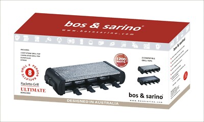 BOS & SARINO Raclette Grill Indoor Electric Mongolian BBQ Hibachi Teppenyaki NEW